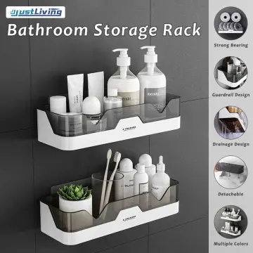 1pc No-drilling Bathroom Shelf, Wall-mounted Storage Rack For Bathroom,  Towel, Cosmetics, Home Organizer