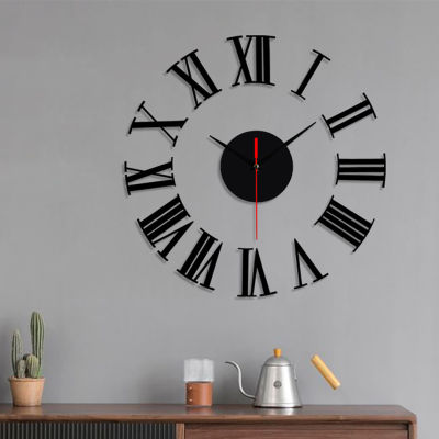 3D DIY ตัวเลขโรมัน Frameless Wall Clock พื้นผิวกระจกอะคริลิคสติกเกอร์สติกเกอร์ Home Office School Wall Decor นาฬิกา2022