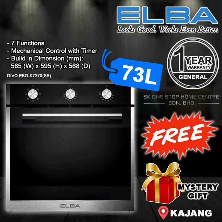 (AUTHORISED DEALER) ELBA Built In Oven 73L DIVO with 7 Functions EBO