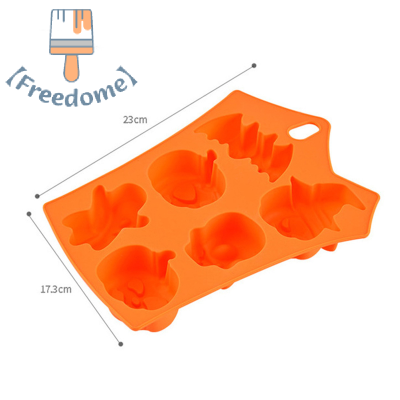 【Freedome】 แม่พิมพ์เค้กฟักทองวันหยุดฮาโลวีน6ช่องแม่พิมพ์ช็อคโกแลตฟักทอง