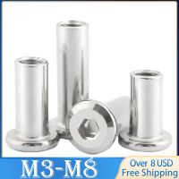 2/20pcs M3 M4 M5 304 Stainless Steel Large Flat Hex Hexagon Socket Head Furniture Rivet Connector Insert Joint Sleeve Cap Nut