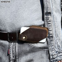 Genuine Leather Waist Cellphone Bag Men For 12 13 Mini Pro Max Vintage Portable Belt Loop Phone Cover Case Holder Holster