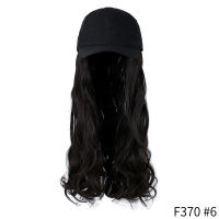 SHANGZI Long Wavy Synthetic Baseball Cap Hair Wig Natural Black Wigs Naturally Connect Synthetic Hat Wig Adjustable For Girl