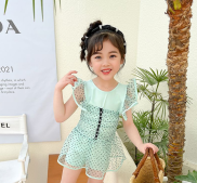 Sweet Cute Fashion Swimsuit Girls Solid Color Gauze Skirt Swimming