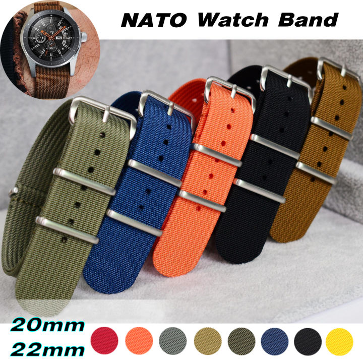 20มม-22มม-ไนลอนนาฬิกา-ribbed-nato-สำหรับ-samsung-watch4-42-46มม-3-41-45มม-active2ผ้านาฬิกาอุปกรณ์เสริมสำหรับนาฬิกา-huawei-gt3-gt2สร้อยข้อมือคุณภาพสูง