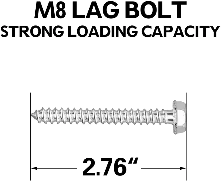 Lag Bolt Kit for TV Wall Mount Comes with M8 Lag Bolt for Wood Stud