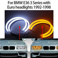 Switchback Cotton Light LED Angel Eye สีขาวสีเหลืองอำพันสำหรับ BMW E36 3 Series พร้อมไฟหน้ายูโร1992-1998