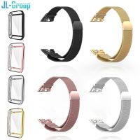 Metal Watch Strap For Huawei Band 6 7 Band Honor 6 Bracelet With TPU Case Screen Protector Soft Film Huawei Magnetic Loop Strap