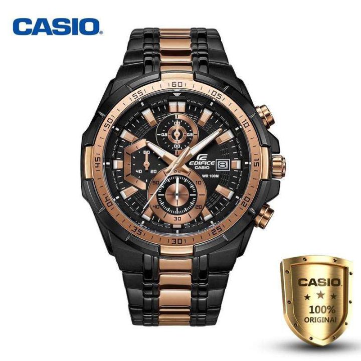 casio-edifice-นาฬิกาข้อมือชาย-สายสแตนเลส-รุ่น-efr-539bkg-1av-black-rosegold-รับประกัน-1-ปี