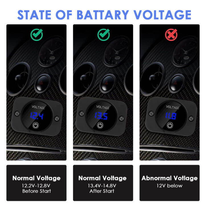 มาตรวัดแรงดันไฟฟ้า12โวลต์2ชิ้นพร้อมสวิตช์สัมผัส-dc12v-แผงเครื่องวัดแรงดันไฟฟ้ากันน้ำ24โวลต์สำหรับรถบรรทุกเรือเรือเดินทะเลเอทีวียูทีวี