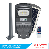 Racer EXTRA LIFE LED SOLAR STREETLIGHT โคมไฟถนนโซล่า แอลอีดี เอ็กตร้าไลพ์ ระบบตรวจจับแสงสว่างและเคลื่อนไหวพร้อมรีโมท แสงขาว โซล่าเซลล์ LED