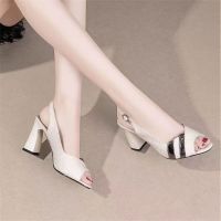 High Heel Fish Mouth Sandals Womens Thick Heel Temperament Sexy Womens Shoes Commuter Sandals