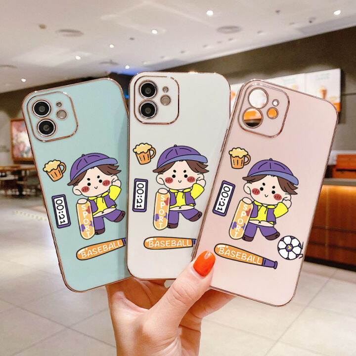 ggk-เคสเคสสำหรับ-apple-iphone-15-plus-15-pro-15-pro-max-เคสฟุตบอลเบสบอลลายการ์ตูนฟรีสายคล้องสเก็ตบอร์ดกีฬาเด็กผู้ชายเคสขอบสี่เหลี่ยมเคสโทรศัพท์ชุบเคลือบได้อย่างหรูหราเคสโทรศัพท์นิ่ม