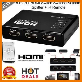 HOT!!ลดราคา Mini Hdmi Switch 5 Port ##ที่ชาร์จ แท็บเล็ต ไร้สาย เสียง หูฟัง เคส Airpodss ลำโพง Wireless Bluetooth โทรศัพท์ USB ปลั๊ก เมาท์ HDMI สายคอมพิวเตอร์
