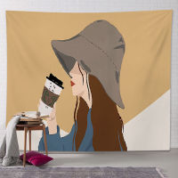 Morandi Fashion Girl Tapestry Background Cloth Home Wall Decoration Tapestry