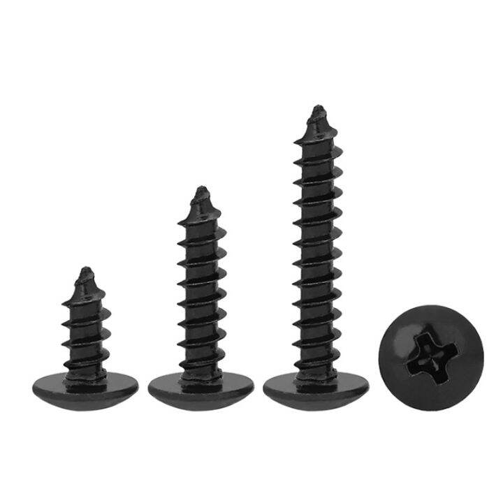 50pcs-lot-m2-6-m3-m3-5-m4-m5-phillips-truss-head-cross-recessed-mushroom-head-self-tapping-screws-black-carbon-steel