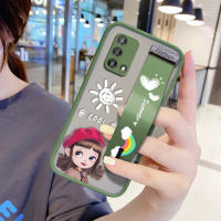 UCUC (สายรัดข้อมือ) เคสมือถือ เคสโทรศัพท์ เคส OPPO A74/4G Frosted กลับเล็กๆน้อยๆน่ารักหมวกสีแดงสาวการ์ตูนเคสใส่โทรศัพท์ Soft Edge Full ฝาครอบเลนส์ป้องกันเลนส์ Ultra Thin เคสโทรศัพท์