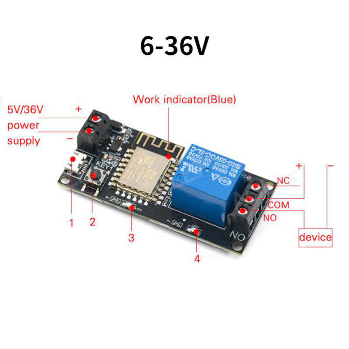 sinilink-โมดูล-dc-6v-36v-รีเลย์รีโมทคอนโทรลโทรศัพท์ผ่านแอปโทรศัพท์บ้านอัจฉริยะ-xy-wf36v-esp-12f-โทรศัพท์-wifi