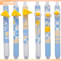 PUPU 6 PCS พลาสติกทำจากพลาสติก ปากกาเจล ของขวัญสำหรับเด็ก 0.5มม. ปากกาลูกลื่น สร้างสรรค์และสร้างสรรค์ ปากกาเติมสีดำ ออฟฟิศสำหรับทำงาน