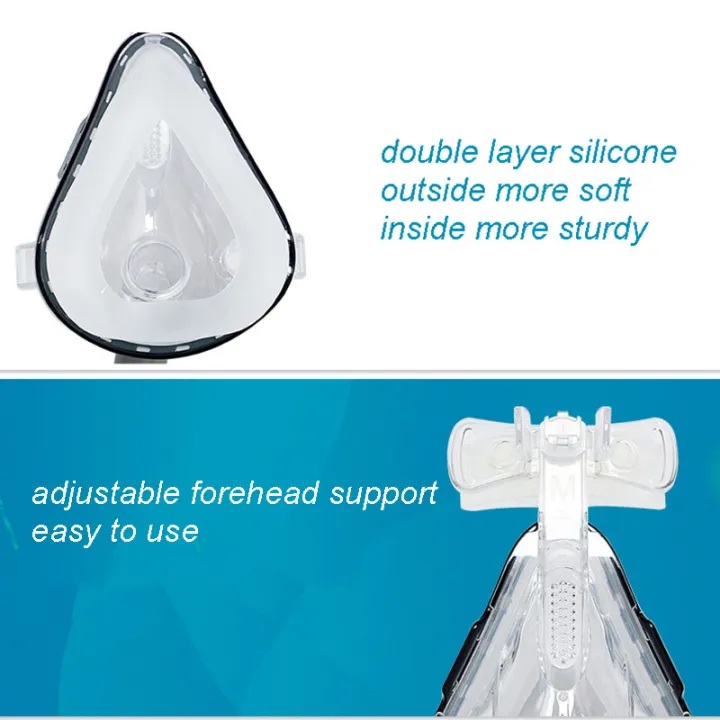 cpap-หน้ากากแบบเต็มหน้าพร้อมหมวกปรับได้3ขนาด-sml-หมอนอิงสำหรับทางการแพทย์เครื่องหายใจด้วยอากาศป้องกันการนอนกรนและช่วยนอนหลับ
