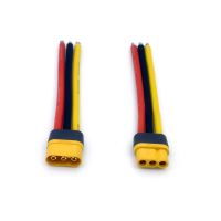 2PCS Amass MR60 Lipo Battery Three-core Power Connector Male Female Gold-plated Plug with 12AWG 10/20/30cm Wire for RC UAV