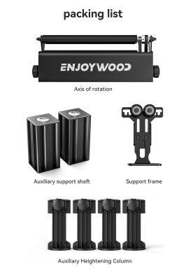 ENJOYWOOD R3โปรเลเซอร์ ° 360โรตารี่โรตารี่เครื่องแกะสลักเลเซอร์ลูกกลิ้งแบบหมุนลูกกลิ้ง4แกนหมุนลูกกลิ้งพร้อมโมดูลรองรับแบบแยกและเสาต่อสำหรับเครื่องแกะสลักเลเซอร์