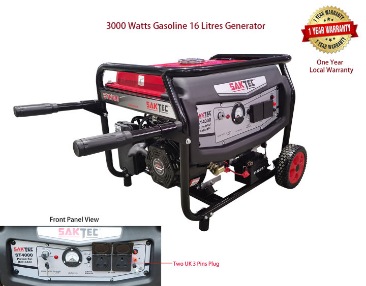 Electric Start Generator 3KW Gasoline Outdoor 16 Litres 250Vac Fully