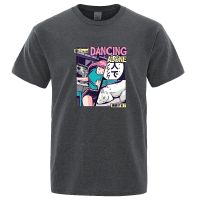 Mens Tshirts Printed Manga Dancing Alone Funny T Shirt Male Hop Tee Shirts Cotton Basic Tshirt Gildan