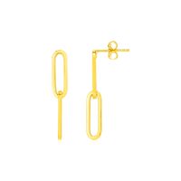 ต่างหูทองคำแท้ 14k รูปทรงคลิปสองห่วง 14K Yellow Gold Two Link Paperclip Chain Earrings (พรีออเดอร์ pre-order ทัก chat ก่อนสั่ง)