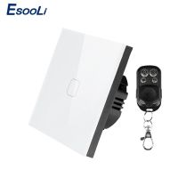 Esooli EU Standard Touch Switch 1/2 Gang 1 Way Wall Switch Light Touch,สวิตช์แผงกระจกนิรภัยสวิตช์โคมไฟกันน้ำ