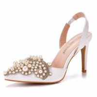 Cool after the big yards fine with cusp sandals with heels white high-heeled sandals female beaded wedding shoe