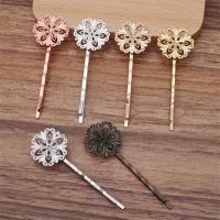 【YF】◕  10pcs/lot Hair Jewelry Round Filigree Plated Hairpin Multicolor Antique Gold Hairclip