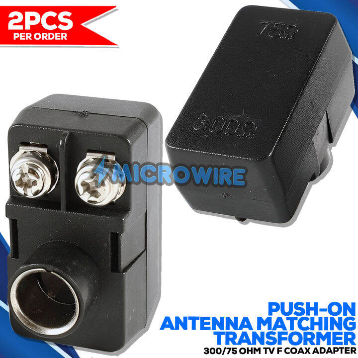 2PCS PushOn Antenna Matching Transformer 300/75 Ohm TV F Coax Adapter