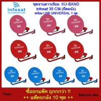 (แพ็ค10ชุด )ชุดจานดาวเทียมINFOSAT 35 CM.+LNB Universal(แบบยึดผนัง)