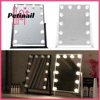 PETINAIL ไฟระบบสัมผัสอ่อนโต๊ะ12นำกระจกแต่งหน้า LED กระจกเงาโต๊ะเครื่องแป้งกระจกตั้งโต๊ะ