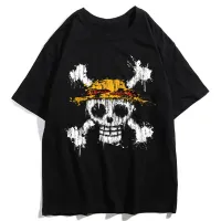 อะนิเมะหนึ่งชิ้น Luffy Sanji Zoro Tony Chopper ฤดูร้อนผู้ชายเสื้อ Harajuku ตลก Ulzzang การ์ตูน90S Streetwear Top Tees