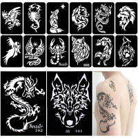 34 ชิ้น/ล็อต Dragon Wolf Tattoo Stencils แม่แบบสำหรับชายแขนกลับหน้าอกสี Airbrush Tattoo สติกเกอร์ 2 ขนาดใหญ่ + 32 ขนาดเล็ก-mu xuan trade