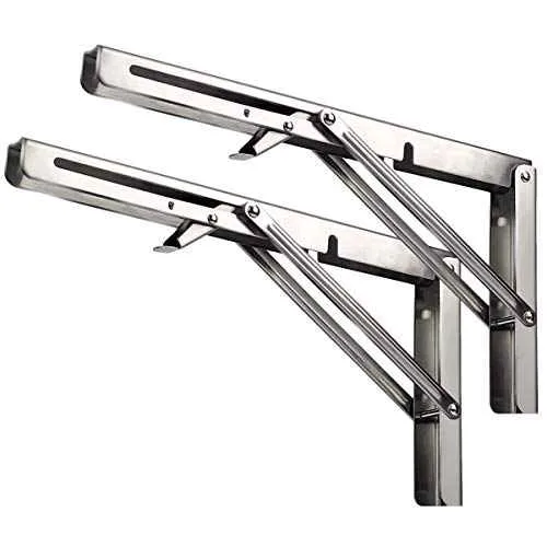 Folding Shelf Brackets 20 Inch, Heavy Duty Stainless Steel Collapsible