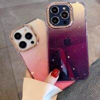 เคสโทรศัพท์แบบใสกากเพชรหรูหราสำหรับ iPhone 14 13 12 11 Pro Max Mini 14 Plus เคสแบบแฟชั่นแบบไล่ระดับสีม่วง