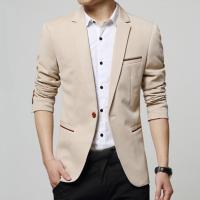 ZZOOI Men Blazers Solid Color Cardigan Business Coat Casual Turn-down Collar Anti-wrinkle Man Fomal Suit Jacket for Meeting Interview