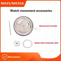 NH35/NH35A Movement+Movement Steel Stem+Week Dial Spare Parts Accessories Calendar Dial Kit High Accuracy Automatic Mechanical Watch Movement