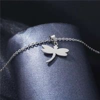 Wholesale 10 Cute Dragonfly Necklace Stainless Steel Insect Pendant Necklace Men And Women Fashion Trend Simple Jewelry Gift