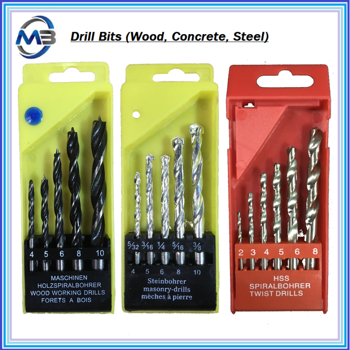 Drill Bits set for wood,steel,concrete/Mata drill Set Lazada