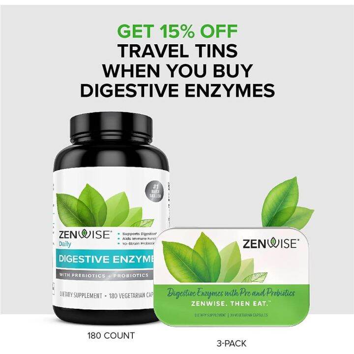 ส่งเสริมการย่อย Daily Digestive Enzymes with Prebiotics + 10 Probiotics