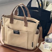 ♟ Original thickened multi-pocket Japanese tote canvas bag casual student computer simple portable shoulder crossbody school bag