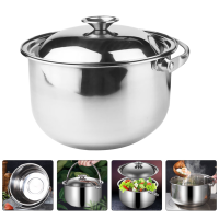 หม้อซุปทำอาหารเหล็กสแตนเลสสต็อกชามสตูว์ชามผสม Stockpot Pan เครื่องครัวหม้อโลหะเซรามิค Handle Induction