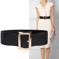 COD DSFRDGERGWR Women New Stretch Wide Waist Seal Gold Big Pin Buckle Waistbnds Fashion HOT Party Elastic Belt Female Dress Match Coat Ins Strap