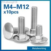 10pcs/lot M4 M5 M6 M8 M10 M12 10- 150mm Length Carriage Bolt 304 Stainless Steel Round Head Square Neck Screw DIN603