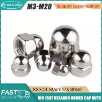 AODASHENG 304 penutup dekoratif baja tahan karat topi kubah mur M3 M4 M5 M6 M8 M10 M20 topi kubah segi enam DIN 1587 mur topi Acorn