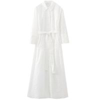 European and American style womens autumn new slim versatile white belted hollow embroidered dress 7781063 2